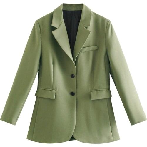 Chic Loose Light Green Women Blazer Summer Single Breasted Female Suit Jacket Loose Sleeve Outwear Blaser Femme 2021