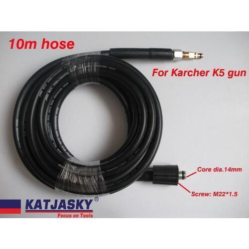 10M Car washer hose fit Karcher K5 connector 400Bar 5800PSI, M22*1.5 *14mm ,high pressure washer hose