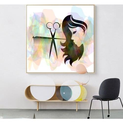 Modern Beauty Salon Hairdresser Abstract Pictures Posters Prints Canvas Painting Wall Art Picture for Interior Office Decoration