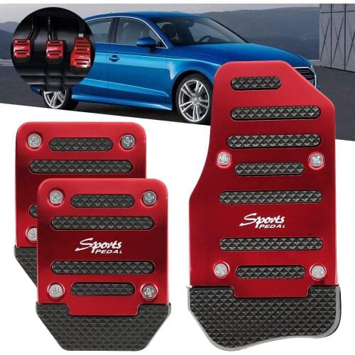 3pcs Universal Car pedal cover Aluminum Automatic Gear Brake Accelerator Non-Slip Foot Pedal Pad Cover Red Car Accessories