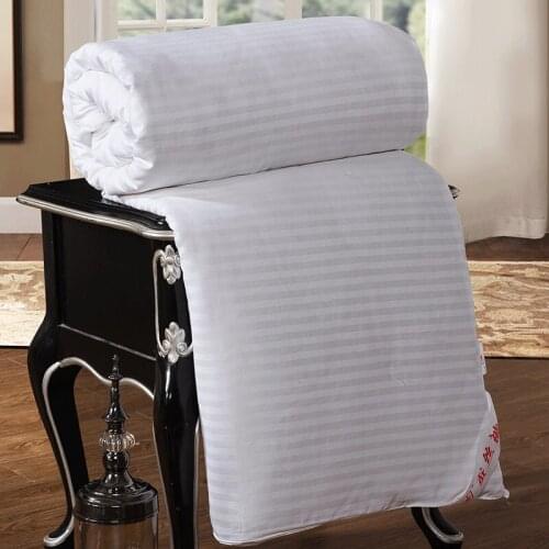 High Grade Mulberry Silk Quilt 100% Long Nutural Silk Filler Duvet Striped Style 100% Cotton Cover Fabric Hand Work Bed Blanket