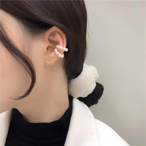TIMEONLY Elegant C Shape Imitation Pearls Clip Earring for Women Ladies Wedding Gift Earrings Delicate Korean Style Jewellery