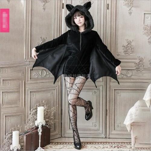 Cos Halloween Black Evil Horror Vampire Bat Devil Dress Retro Gothic Lolita Cos Party Dresses