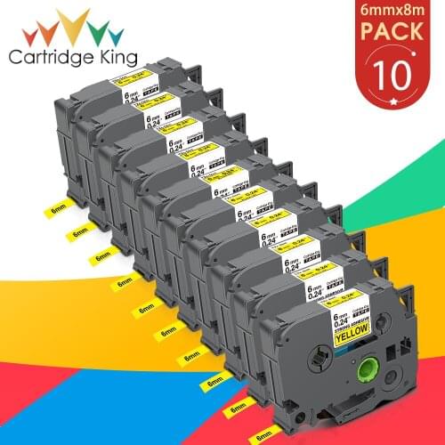 10PK 6mm TZ-S611 TZ Label Strong Adhesive Compatible Brother Black On Yellow TZeS611 TZe S611 for Brother P-touch Label Maker
