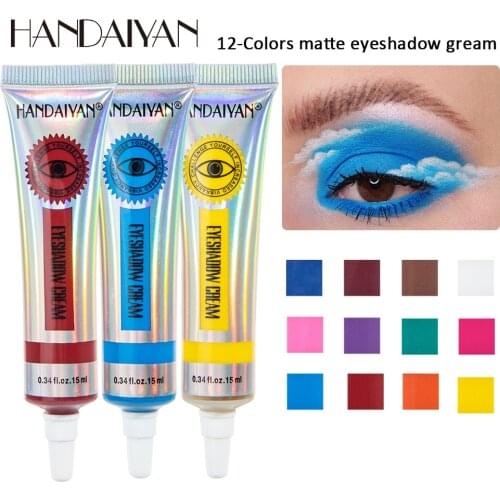 New Arrvial 12 Colors Matte Neon Eyeshadow Cream Pink Violet High Pigment Yellow Eye Shadow Dust Summer Matte Eyeshadow Cream