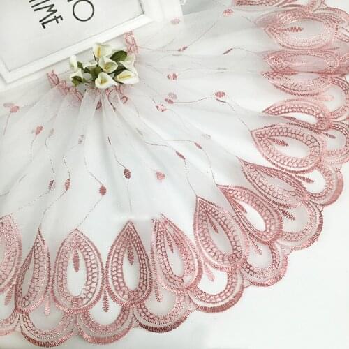 14Yards Peacock Shape Lace Trim Purple White Embroidery Mesh Tulle Applique Ribbon DIY Laces Fabric Clothing Accessories 26cm