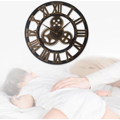 40cm Gear Industrial Style Quartz Wall Clock Sticker Living Room Decoration