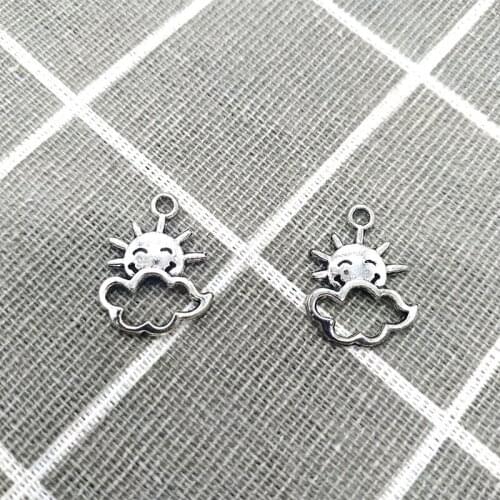 20Pcs/Lot 21*16mm Alloy Cloud Sun CharmsMaking Jewelry Vintage Necklace Earrings Bracelet Pendant Silver Color DIY Accessories