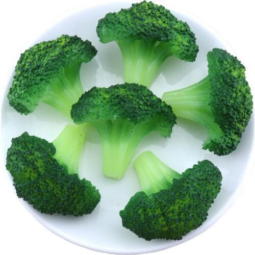 Gresorth 6pcs Fake Broccoli Slice Decoration Artificial Vegetable for Home Kitchen Shop Learning Food Model - Green