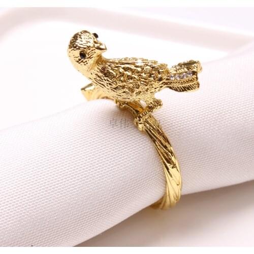 6pcs Plated metal golden bird model room napkin buckle hotel napkin ring napkin ring