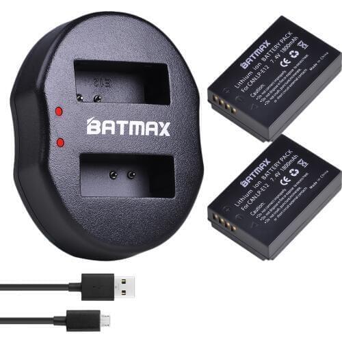 2Pcs 1800mAh LP-E12 LP E12 Camera Battery + USB Dual Charger for Canon EOS M M2 M50 M100 100D Kiss X7 Rebel SL1 EOS100D