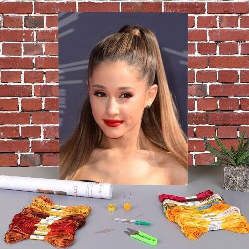 Ariana Grande Pre-Printed 11CT Cross-Stitch Patterns Embroidery DMC Threads Handicraft Handiwork Painting Hobby Home Needle