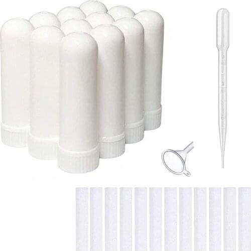 50 sets/lot white aromatherapy Plastic PP nasal inhalers with high quality cotton wicks for travel