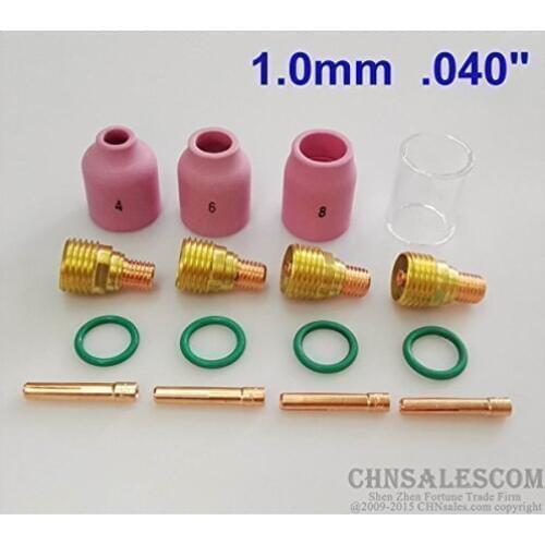 CHNsalescom 16 pcs TIG Welding Gas Lens Ceramic nozzle & Pyrex Cup Kit WP-9/20/25 .040" 1.0mm Small tungsten for application