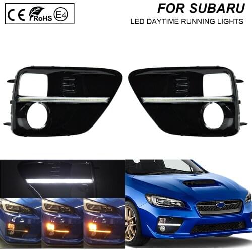 For Subaru WRX/WRX STI 2015 2016 2017 Daytime Running Light Fog Bezel DRL LED Cover With Amber Dynamic Turning Signal Functions