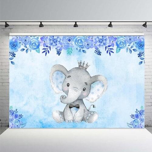 Photography Background Baby Birthday Party Little Elephant Gentleman Watercolor Flower Children Backdrop Prop Photo Backdrpop