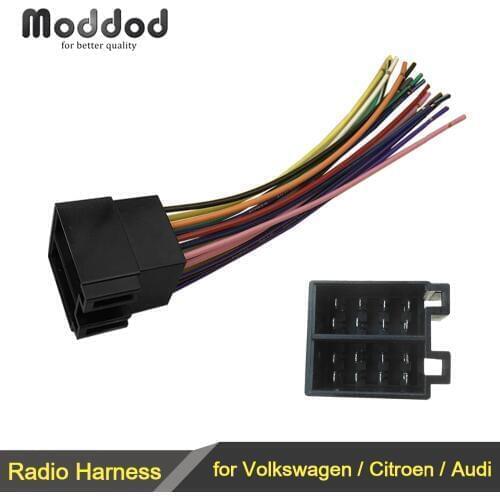 ISO Radio Wire Wiring Harness Adapter Connector Plug for Volkswagen VW Citroen Audi Adaptor Male to Female Universal