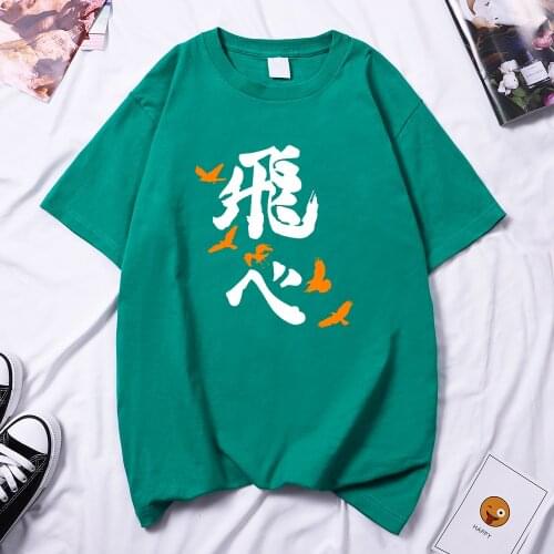 Haikyuu Fly Eagle Letter Personal Tee Shirt For Girls Summer 2021 Goth T-Shirt Hip Hop Brand T Shirt Harajuku Woman T Shirts