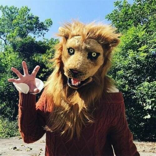 Lion Head Mascot Costume Suits Cosplay Party Game Dress Mouth Can Move Ad