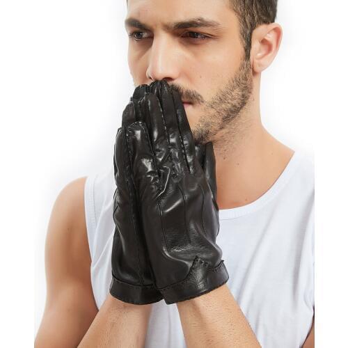 KIMOBAA men cool out stitching cool real Italy leather motor motor gloves