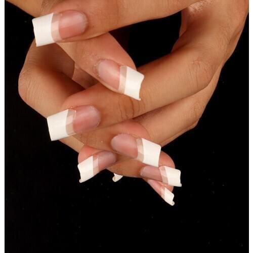 24P False Nails With Handle Nail Tips French Half Cover False Nail Art Tips Detachable Nails Art Decoration