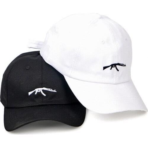 Uzi Gun Ak47 Embroidery Solid Color Unisex Hip Hop Baseball Cap Sun Protection Summer Cotton Adjustable Dad Hat Snapback