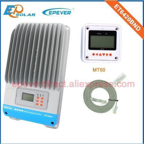 High quality ET6420BND Max PV input 190V Solar portable Controller 60A MT50 remote meter in white 48V Battery charger work