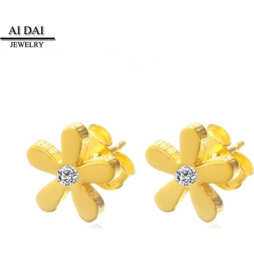 Simple and fresh ins flower titanium steel earrings girlfriends female earrings stainless steel jewelry