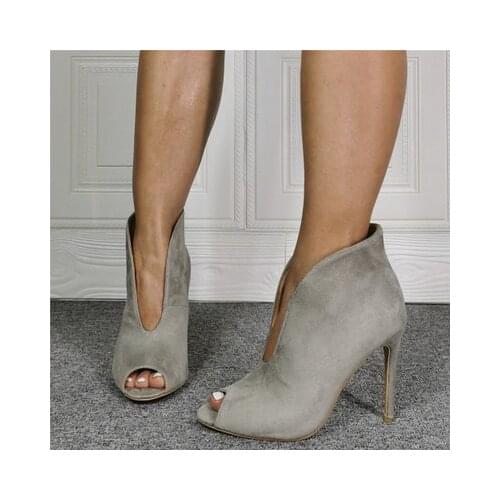 Sandels For Women V Sharp Flock Leather high Heels Shoes Women Peep Toe Gladiator female sandals Luxury Thong Big Size 47