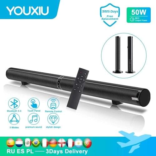 YOUXIU 50W TV Soundbar Bluetooth Speaker Detachable TV Sound bars Hifi 3D Stereo Column Dual Subwoofer Surround For Home Theater
