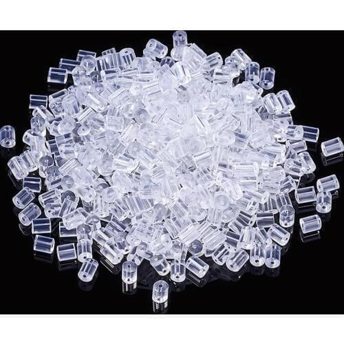 450pcs/10g Plastic Earring Backs Stoppers Ear nuts Stud Earrings Jewelry Findings Accessories 3x3mm, Hole: 0.3mm