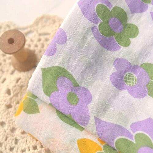 Small Fresh Flowers Slub Cotton Fabric Top Shirt Dress Baby Clothes Tablecloth Curtain DIY Fabric 140x150cm