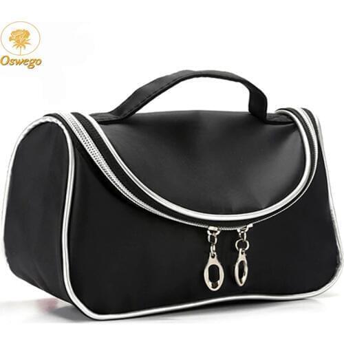 Oswego Makeup Bag Black Fashion Zipper Multifunction Large Women Make Up Bag Travel Organizer Cosmetic Cases 2019