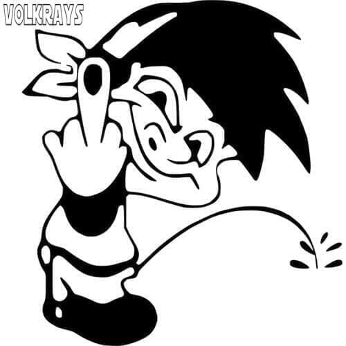 Volkrays Cartoon Car Sticker Fun Peeing Boy Car-styling Accessories Reflective Sunscreen Vinyl Decal Black/Silver,12cm*11cm