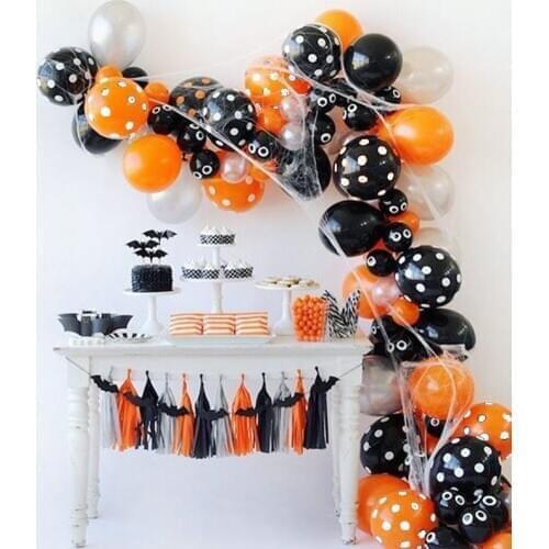 Halloween Balloon Garland Arch Kit DIY Orange Black Latex Balloons For Halloween Theme Birthday Party Background Decorations