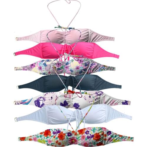 Women Swimwear Pink/Black/white Bikini TOPS Beachwear Tube Top Retro Bathing suits swimming wear for womens summer bikini up