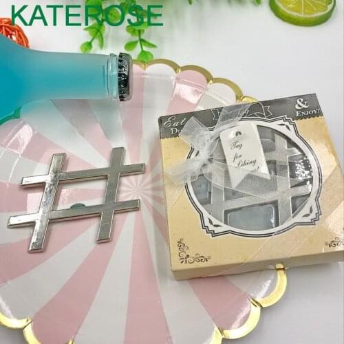 10PCS Silver Metal Hashtag Love Bottle Opener Wedding Bridal Shower Party Favors