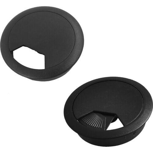 2 Pcs 50mm Diameter Desk Wire Cord Cable Grommets Hole Cover Black
