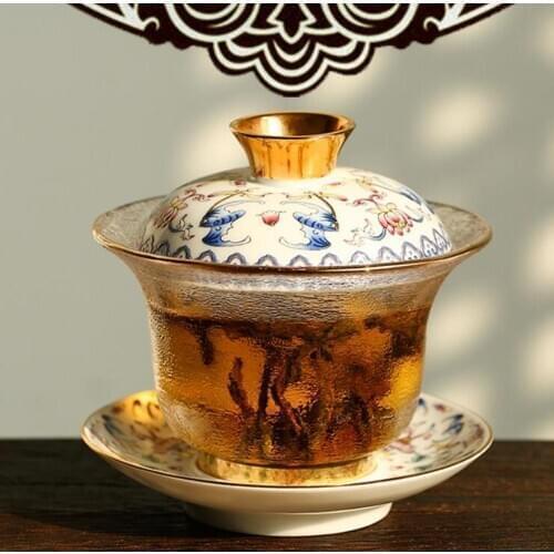 200ml Exquisite Chinese Kung Fu Tea Set Gaiwan Teapot Teacups Fair Mug Tea Sets Color Enamel Ceramic Fot Gift Puer Drinkware