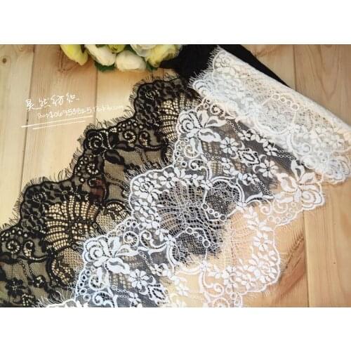 3 M/ Lot White black thick eyelash mesh lace fabric embroidery lace trim diy width 30cm wedding dress clothing accessories