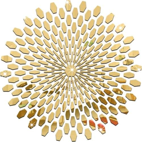 3D Wall Sticker Sun Pattern Mirror Wall Sticker Acrylic Wall Decor Removable for Bedroom Office TV Background Home Decoration