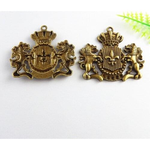 5pcs 10pcs Antique Bronze Plated Football Team Logo Crown Charms For Crafts Retro Jewelry Making Necklace Pendant DIY
