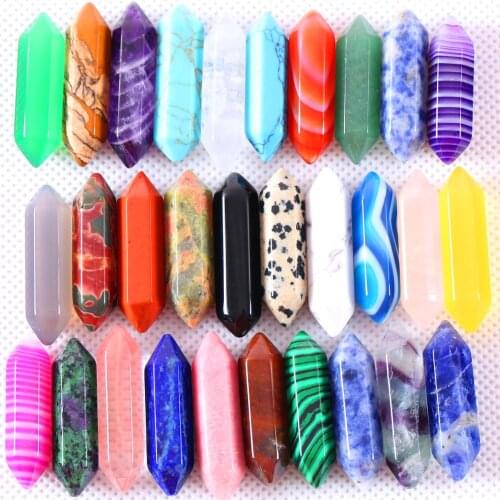 5Pcs/Lot Natural Stone No Hole Gold Tiger Eye Opal Pink Crystal Malachite Hexagonal Beads For Making Necklace Bracelet Earrings