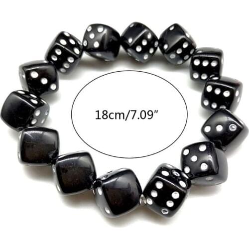 97QE Colorful Acrylic Dice Beads Stretch Bracelets Funny Game Lucky Dice Bracelets Women Fashion Jewerly