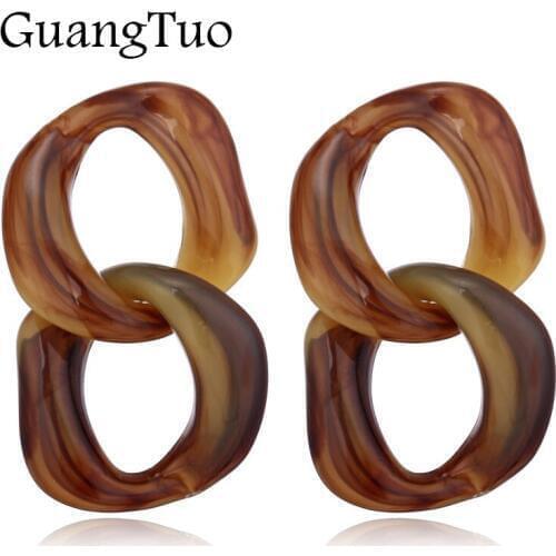 Bohemia Statement Personality Twisted Shape Vintage Big Link Acrylic Drop Earrings for Women Jewelry Gift Party Jewelry