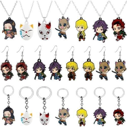 Demon Slayer Keychain Jewelry Kimetsu no Yaiba Series Keyring Anime Figure Pendant Keychain Key Ring Mask Jewelry New Arrival