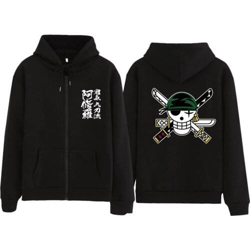 One Piece Hoodies 2021 Fashion Zip Up Anime Sweatshirt Men Women Casual Pullover Sweats Hoodie Roronoa Zoro Cosplay