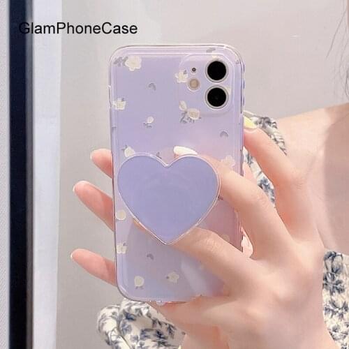 GlamPhoneCase purple love bracket Phone Case For iPhone12Pro/max 11Pro/Max XS Max XR Soft Silicone Cover For iPhone11 7 8Plus