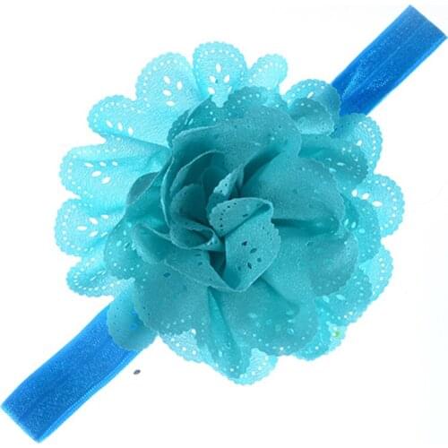 Childrens headdress Hollow wave side chiffon head flower childrens elastic hair band Newborn headband hair accessory