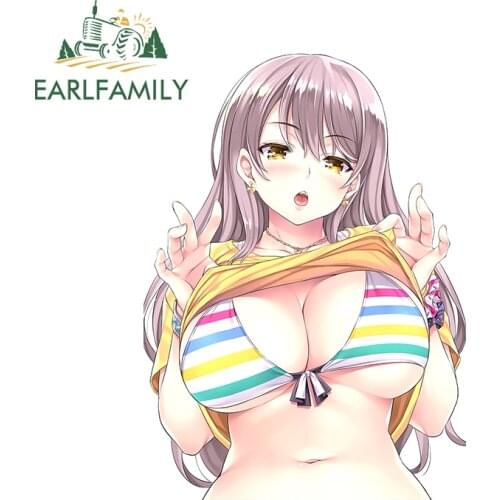 EARLFAMILY 13cm x 9.4cm for Sexy Anime Camper Car Stickers Motorcycle Decal Vinyl Anime Car Refrigerators Waterproof Sticker